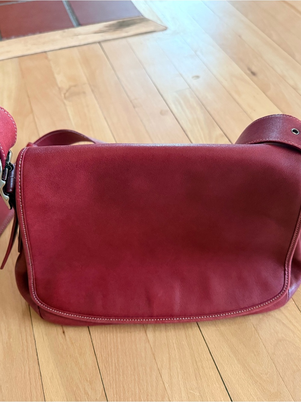 Coach Red Leather Crossbody Messenger Bag